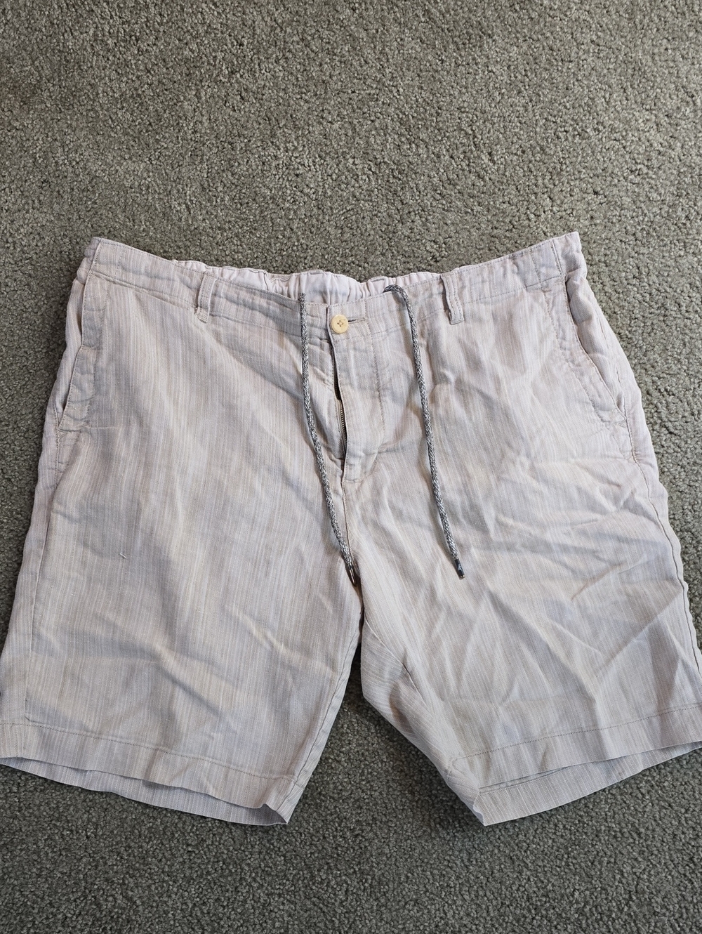 Tommy Bahama Light Beige Stripe Drawstring Flat Front Shorts